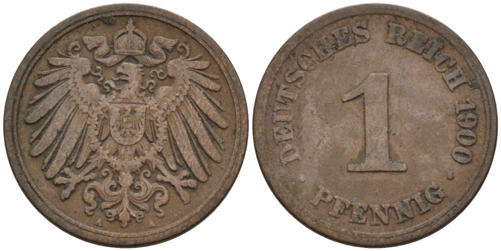 Германия 1 пфенниг 1900 A KM 10, J. 10 медь 4567-1137