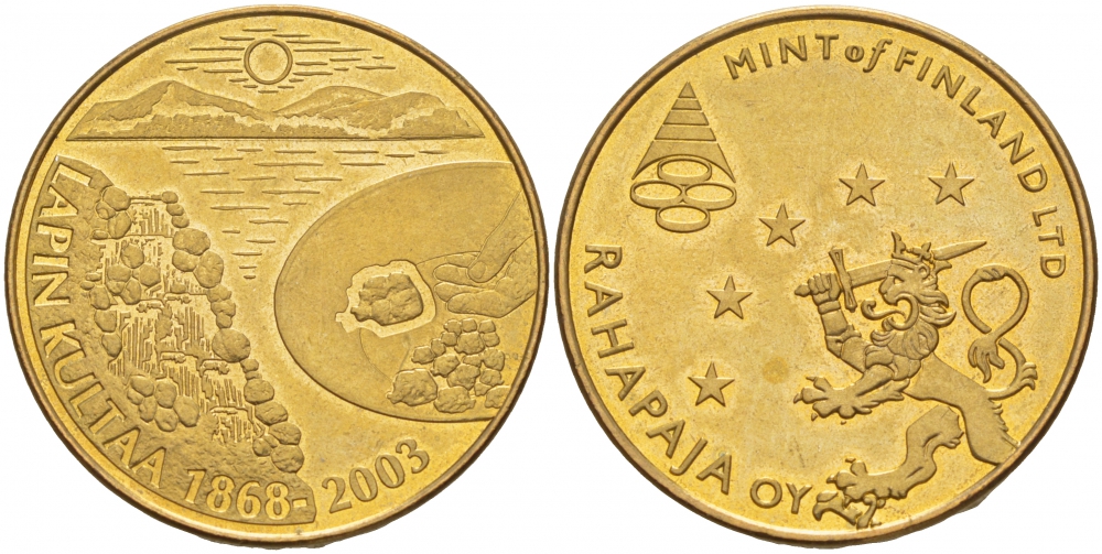 ФИНЛЯНДИЯ ЖЕТОН (1868-2003) LAPIN KULTAA, ЗОЛОТО ЛАПЛАНДИИ желтый металл 32-233