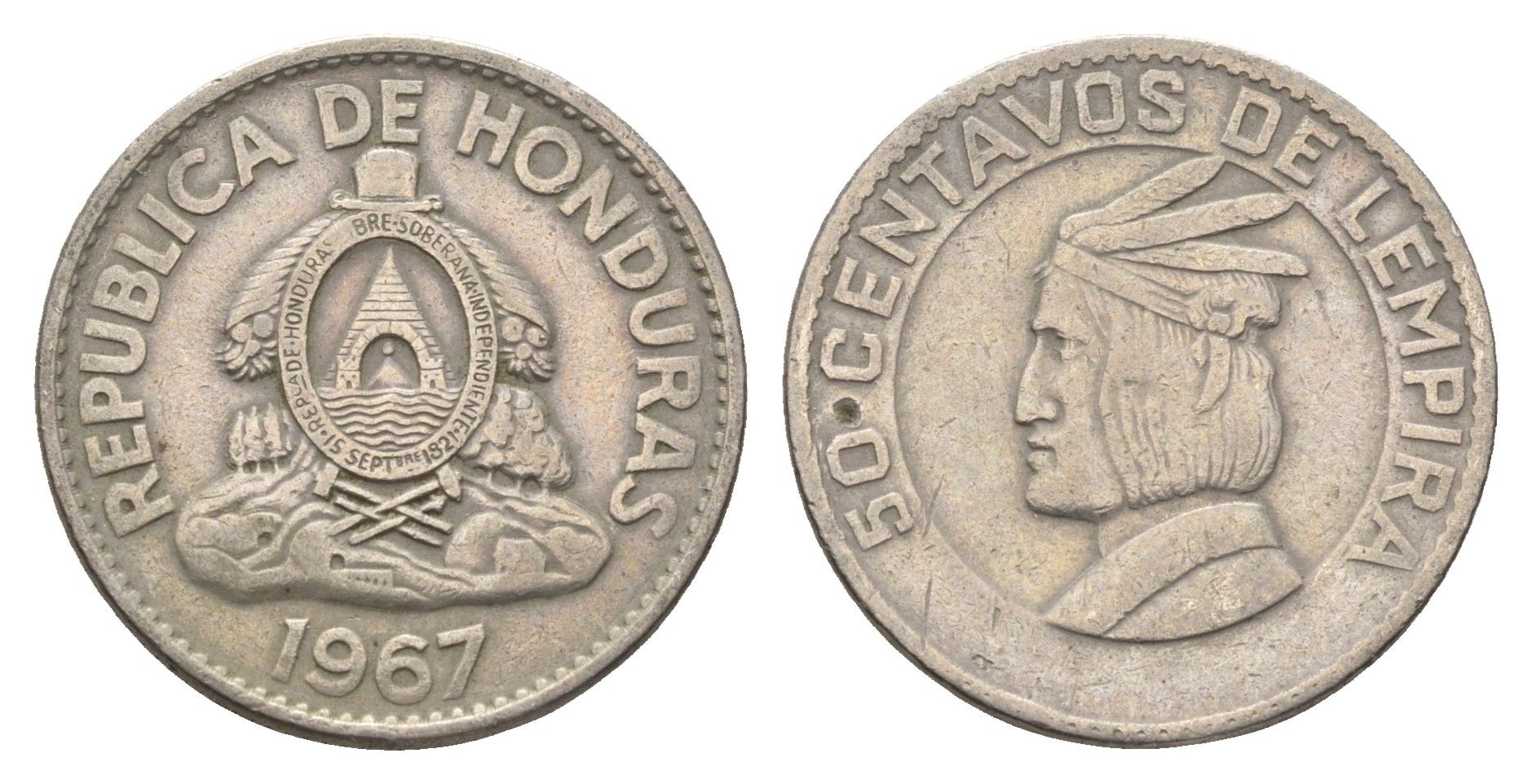 Гондурас 50 сентаво 1967 KM 80 медно-никель 4663-736