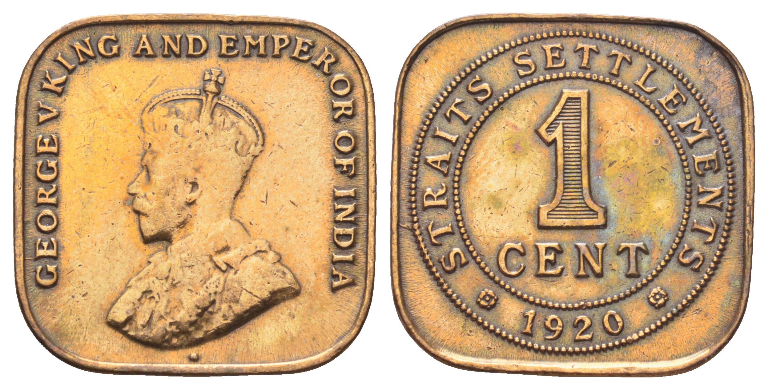 Стрейтс-Сетлментс (Стрейтс Сетлментс) 1 цент 1920 Георг V (1910-1936) KM 32 бронза 4697-1244