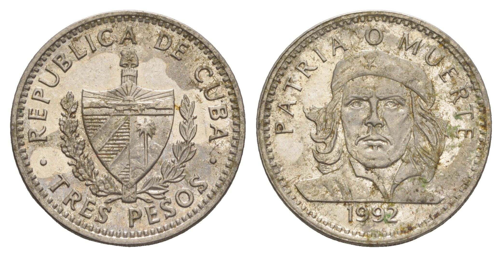 Куба 3 песо 1992 Эрнесто Че Гевара KM 346a сталь плакированная никелем 4646-353