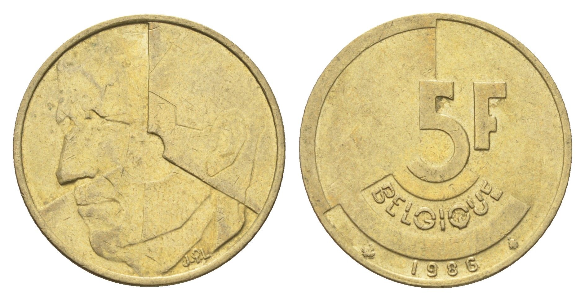 Бельгия 5 франков 1986 Belgique, Бодуэн I (1951-1993) KM 163 медь алюминий никель 4706-211