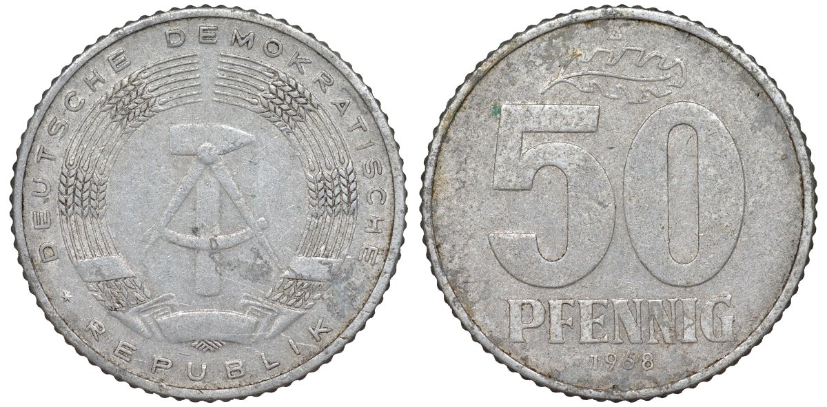 Германия 50 пфеннигов 1968 KM 12.2 алюминий 4176-123