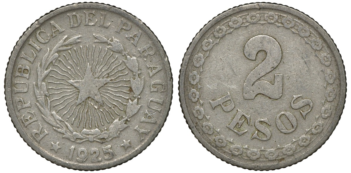 ПАРАГВАЙ 2 ПЕСО 1925 ГОД ТИП KM 14 медно-никель 72-1433