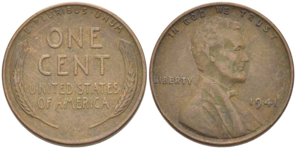 США 1 ЦЕНТ 1941 ЛИНКОЛЬН KM 132 бронза 218-134
