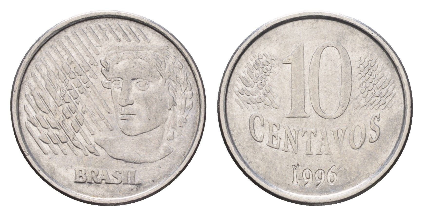 Бразилия 10 сентаво 1996 KM 633 нержавеющая сталь 4686-712