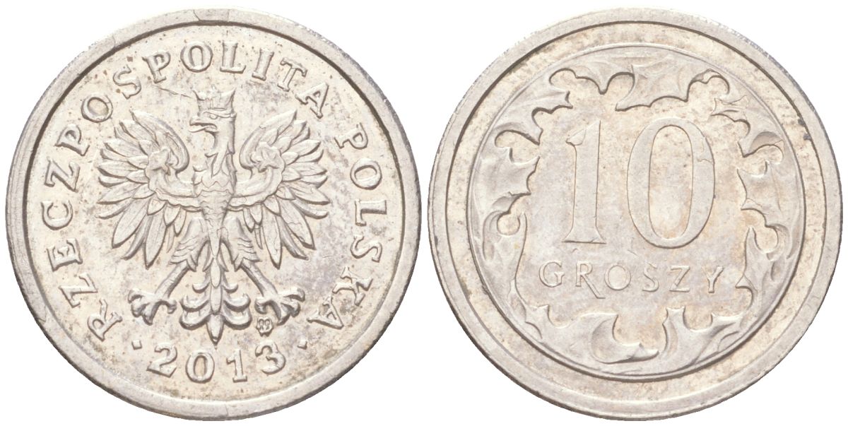 Польша 10 грошей 2013 Y 279 медно-никель UNC 4614-324