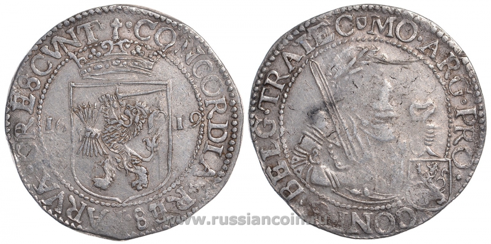 Нидерланды, Утрехт 1 даальдер 1619 Dav. 4836, КМ 14 серебро 00-000-00