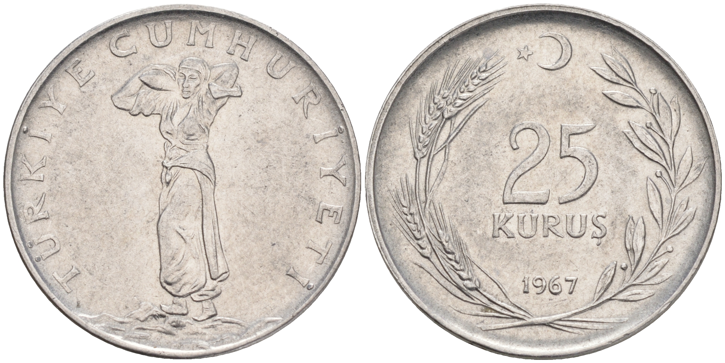 ТУРЦИЯ 25 КУРУШЕЙ 1967 KM 892.3 сталь 4561-623