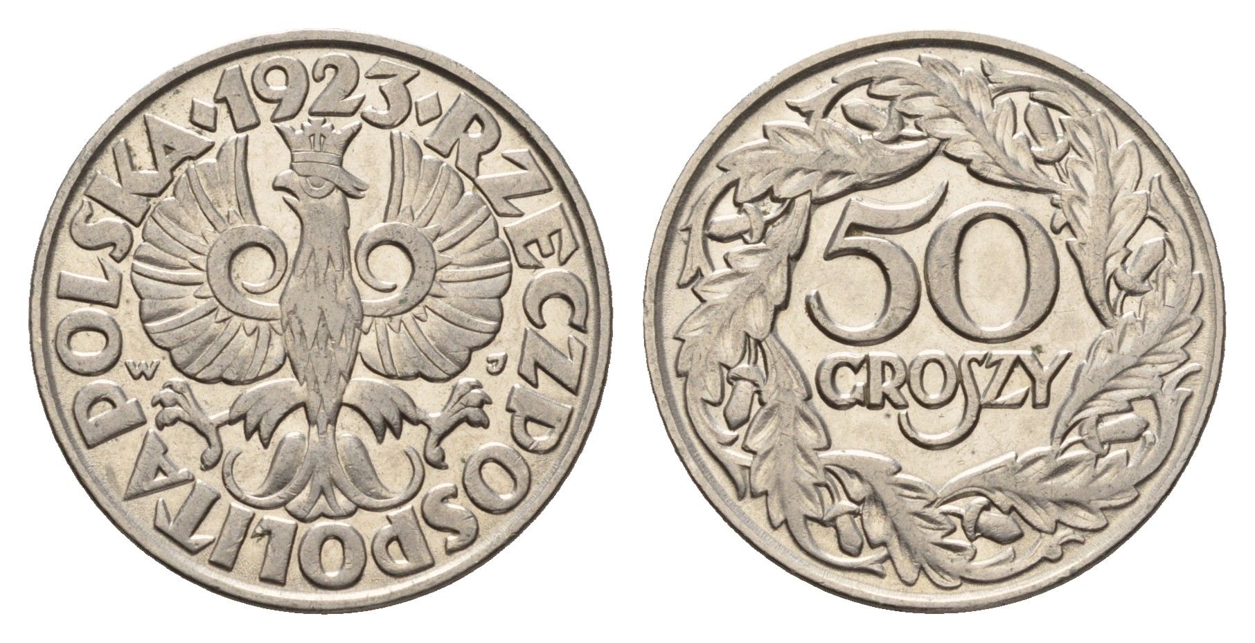 Польша 50 грошей 1923 год-тип Y 13 никель 3999-837