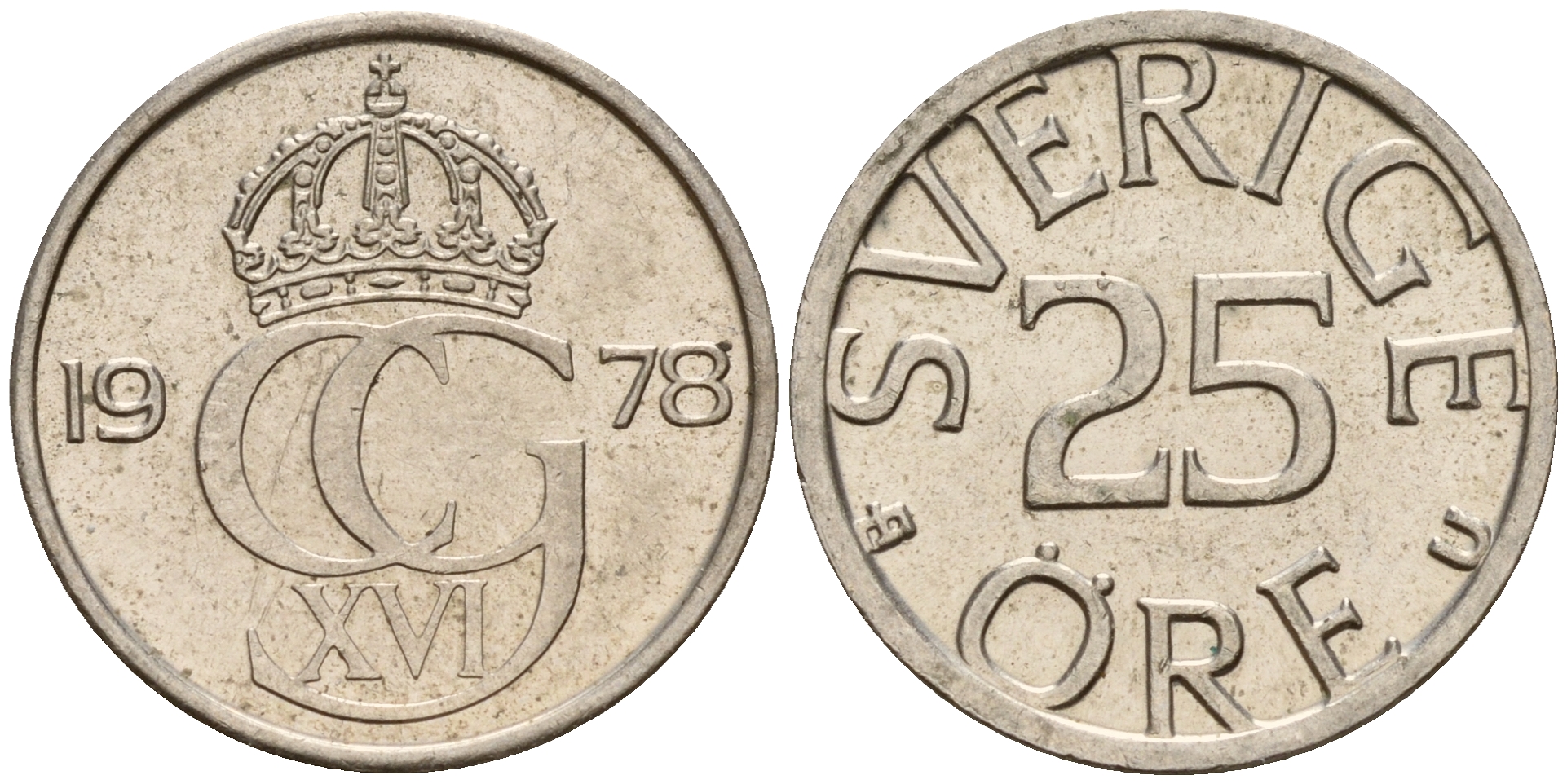 Швеция 25 эре 1978 Карл XVI Густав (1973- ) KM 851 медно-никель 4598-1232