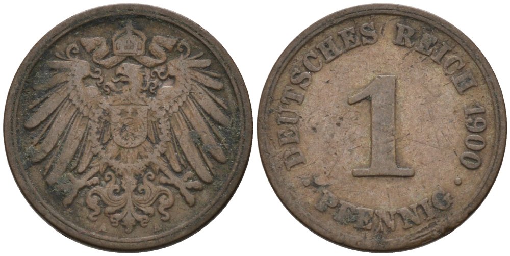 Германия 1 пфенниг 1900 A KM 10, J. 10 медь 4567-1135