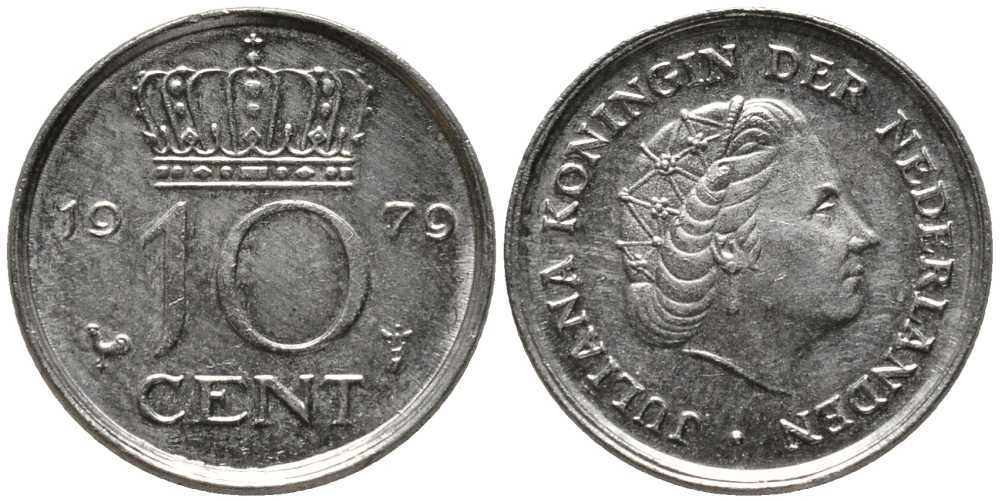 Нидерланды 10 центов 1970 Юлиана (1948-1980) KM 182 никель 112-738