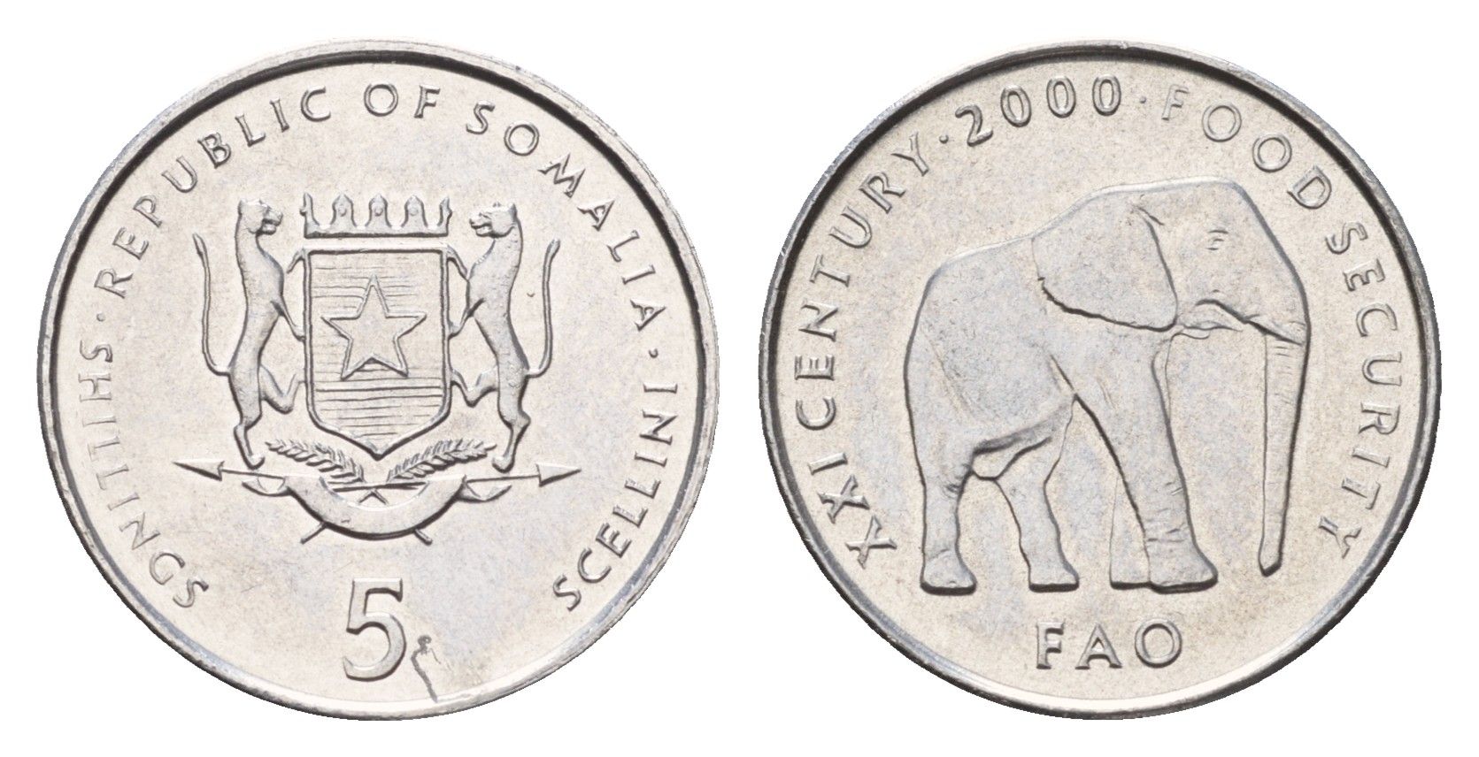 Сомали 5 шиллингов 2000 KM 45 алюминий UNC 4679-127