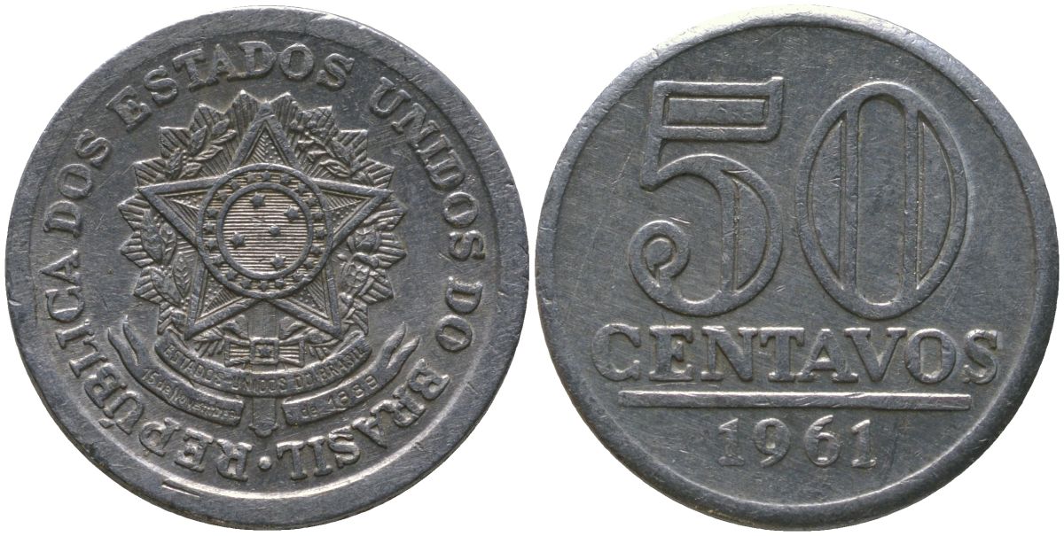 Бразилия 50 сентаво 1961 KM 569 алюминий 4577-737