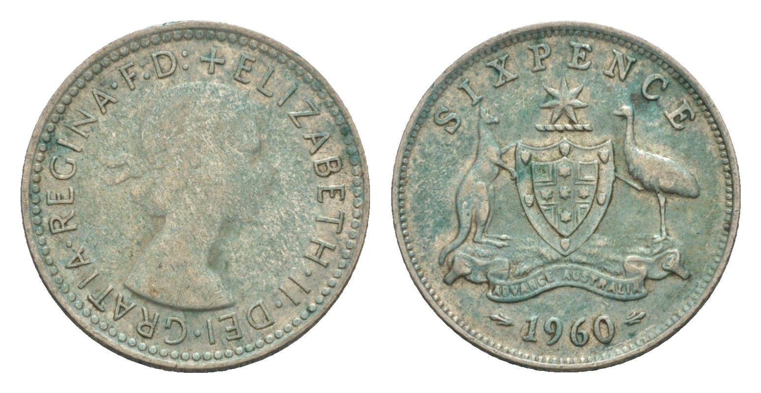 Австралия 6 пенсов 1960 Елизавета II (1952-2022) KM 58 серебро 4630-1059