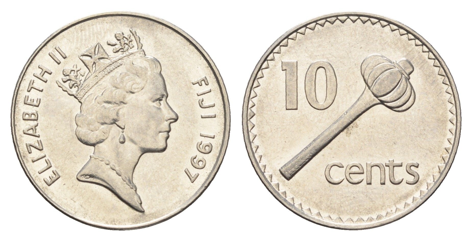 Фиджи 10 центов 1997 KM 52a сталь плакированная никелем UNC 4666-534