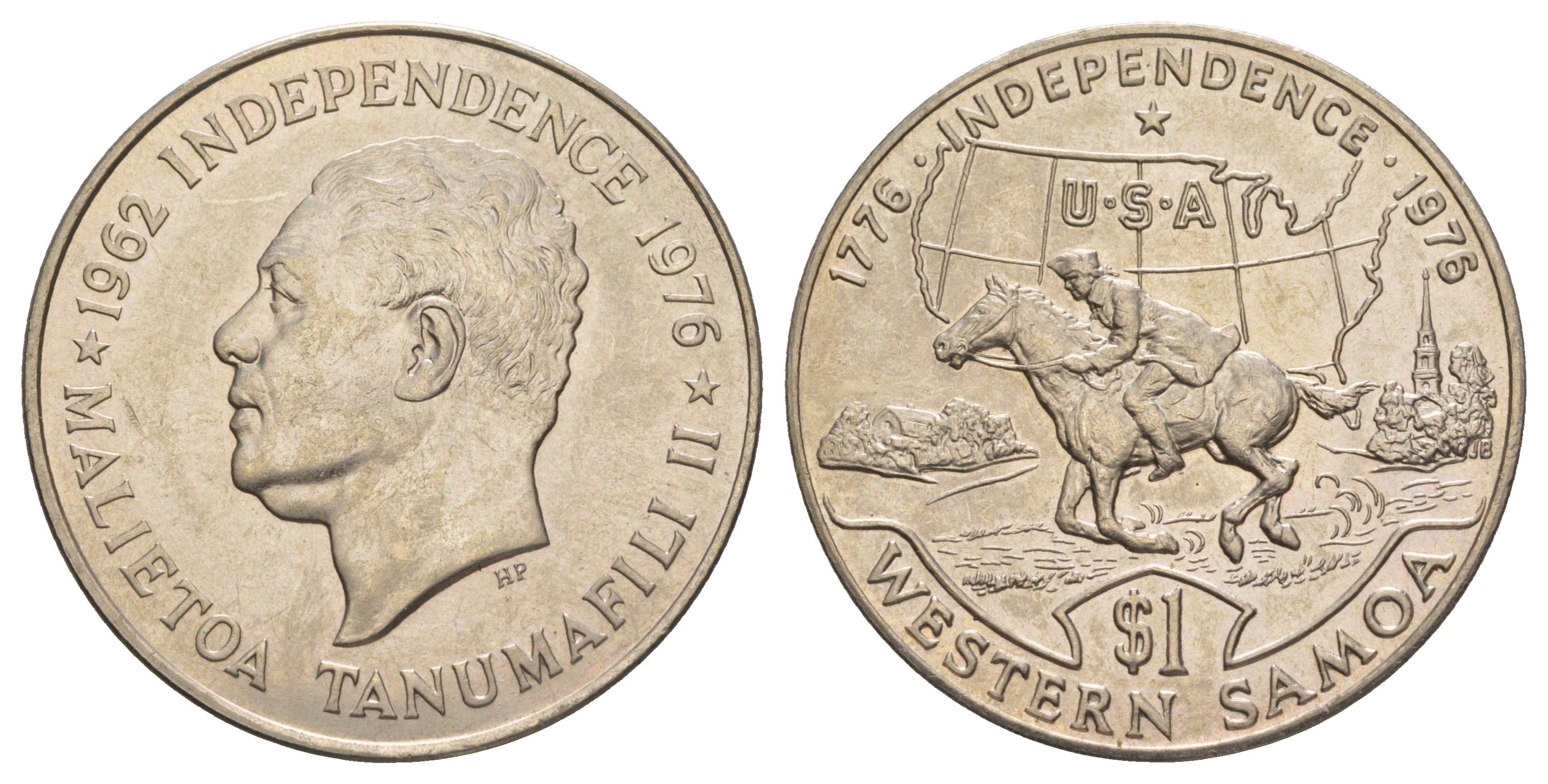 Самоа 1 тала 1976 200 лет независимости США KM 20 медно-никель BU 4125-723