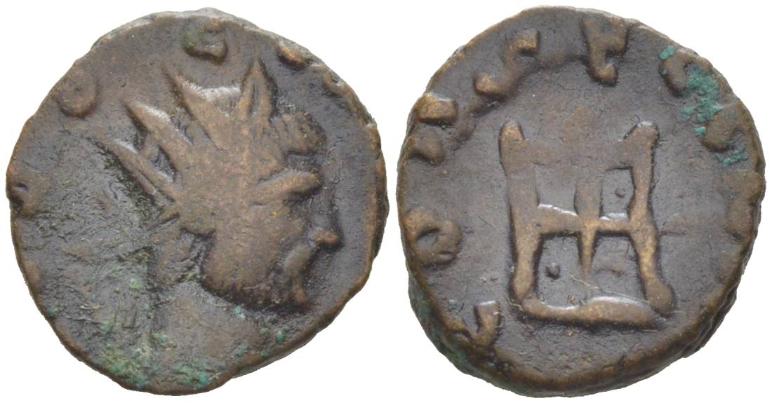 Римская Империя антониниан 270 Клавдий Готский, посмертная чеканка, DIVO CLAVDIO, бюст императора / CONSECRATIO, алтарь, Медиолан RIC 257 биллон 1073-20-54