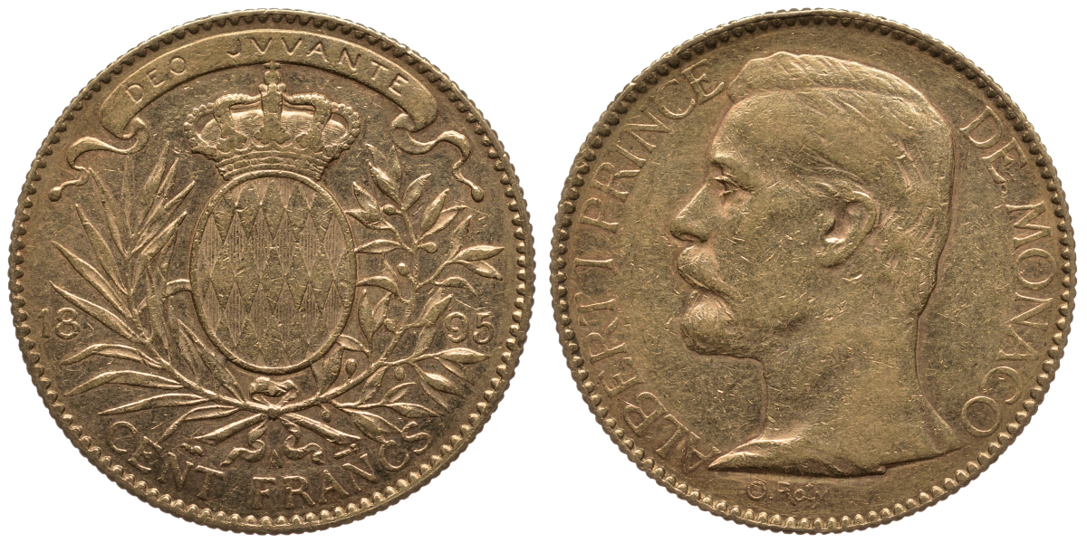 Монако 100 франков 1895 Альберт I KM 105 золото 00-000-00