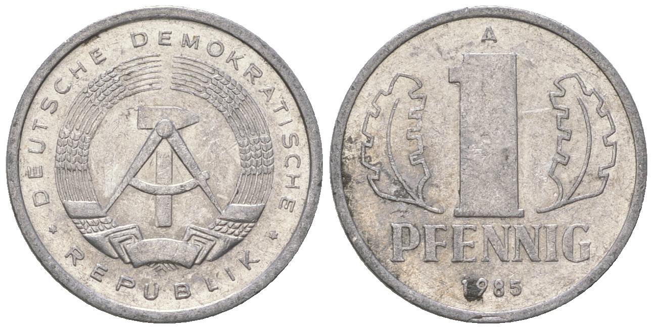 ГДР 1 пфенниг 1985 А KM 8.2 алюминий 4651-129
