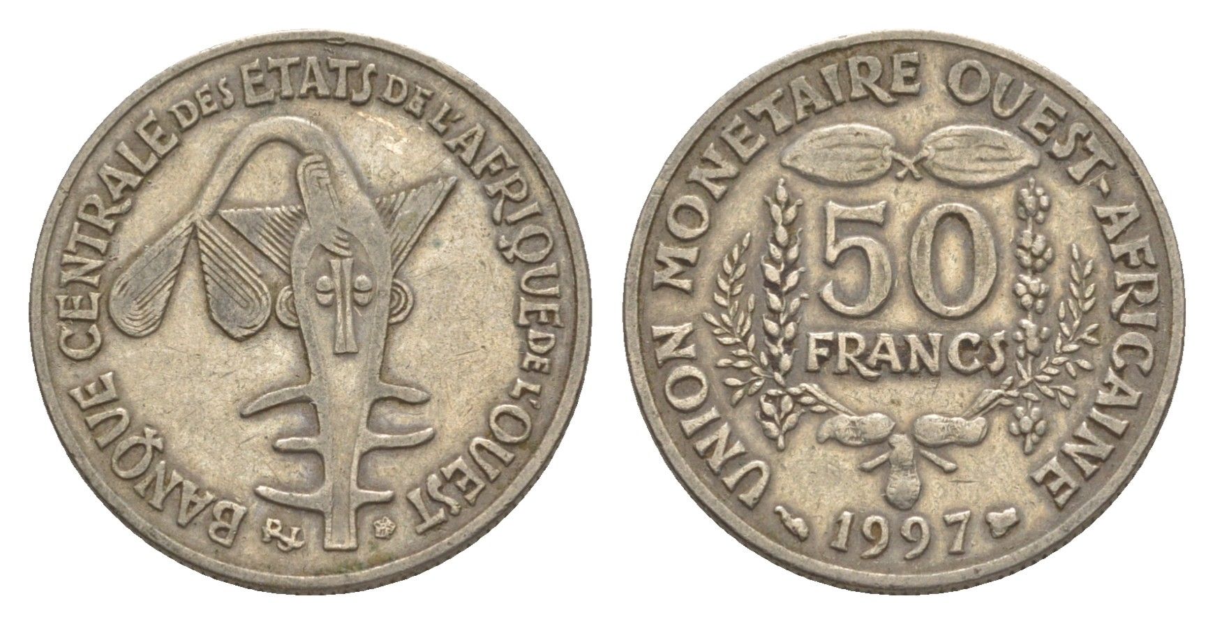 Западная Африка (BCEAO) 50 франков 1997 Центральный банк государств Западной Африки KM 6 медно-никель 4643-759