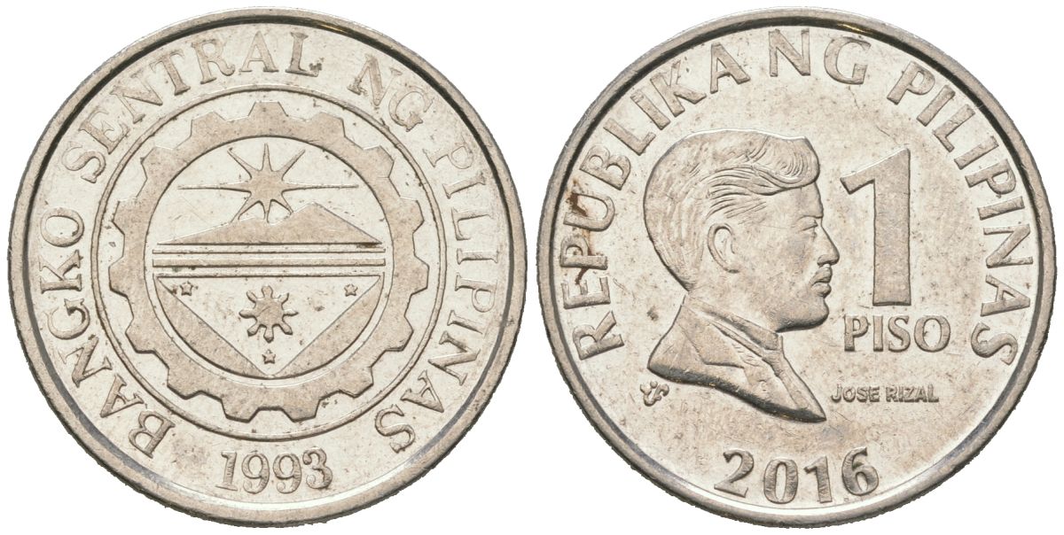 Филиппины 1 писо 2016 KM 269a сталь плакированная никелем 4604-1135