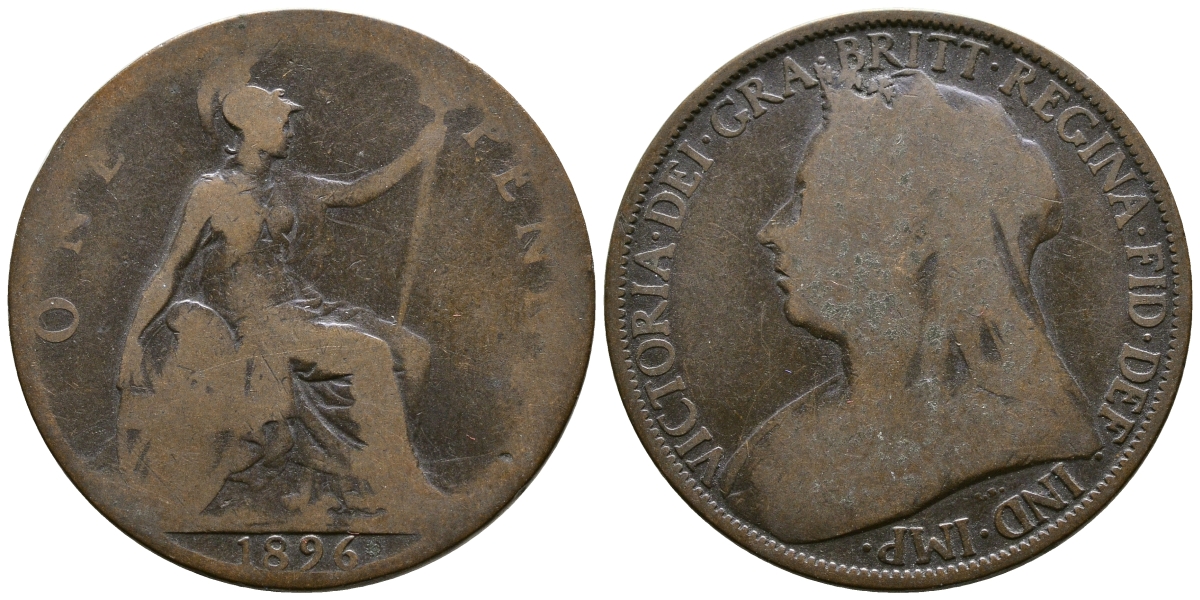 Великобритания 1 пенни 1896 Виктория (1837-1901) KM 790, Spink 3961 бронза 08-613