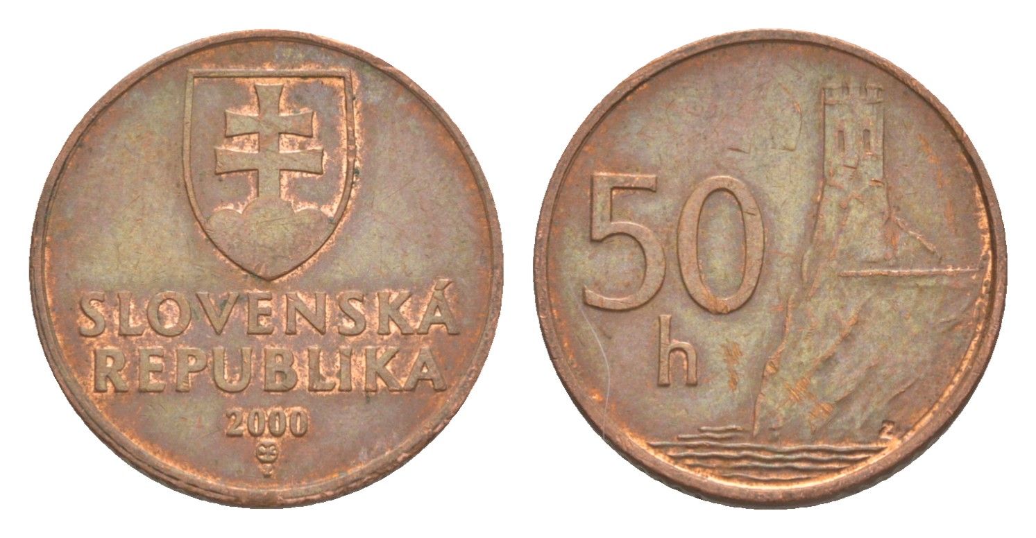 Словакия 50 геллеров 2000 MK KM 35 сталь плакированная медью 4124-731