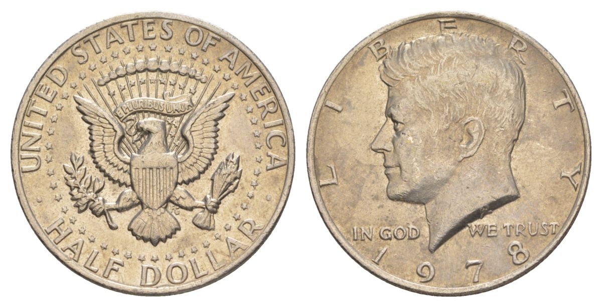 США 1/2 доллара (50 центов) 1978 Джон Кеннеди KM A202b медь плакированная медно-никелем aUNC 4183-435