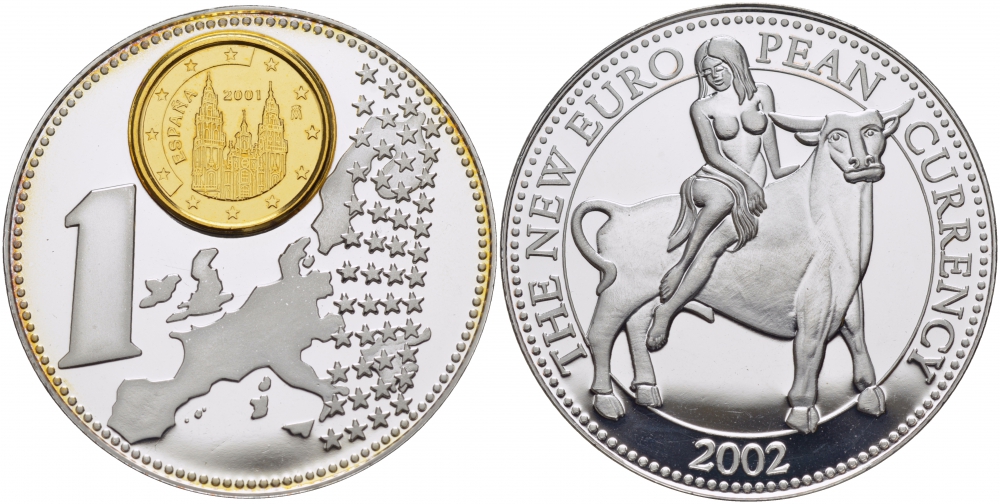 НИДЕРЛАНДЫ МЕДАЛЬ 2002 СЕРИЯ МОНЕТА НА МЕДАЛИ,СТРАНЫ ЕВРОСОЮЗА, ИСПАНИЯ, СЕРЕБРЕНИЕ, ДИАМЕТР 40 ММ., ВЕС 31 ГР. медно-никель PROOF 01-150-31