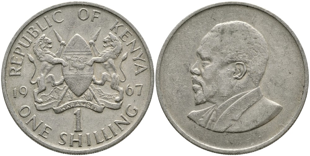 Кения 1 шиллинг 1967 Джомо Кениата KM 5 медно-никель 4529-957