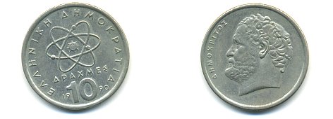 Греция 10 драхм 1990 Демокрит KM 132 медно-никель 54-2151