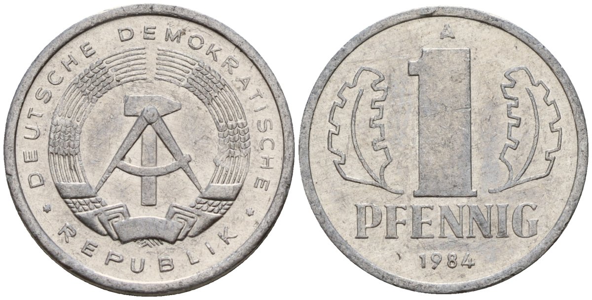 ГДР 1 пфенниг 1984 A KM 8.2 алюминий 188-934