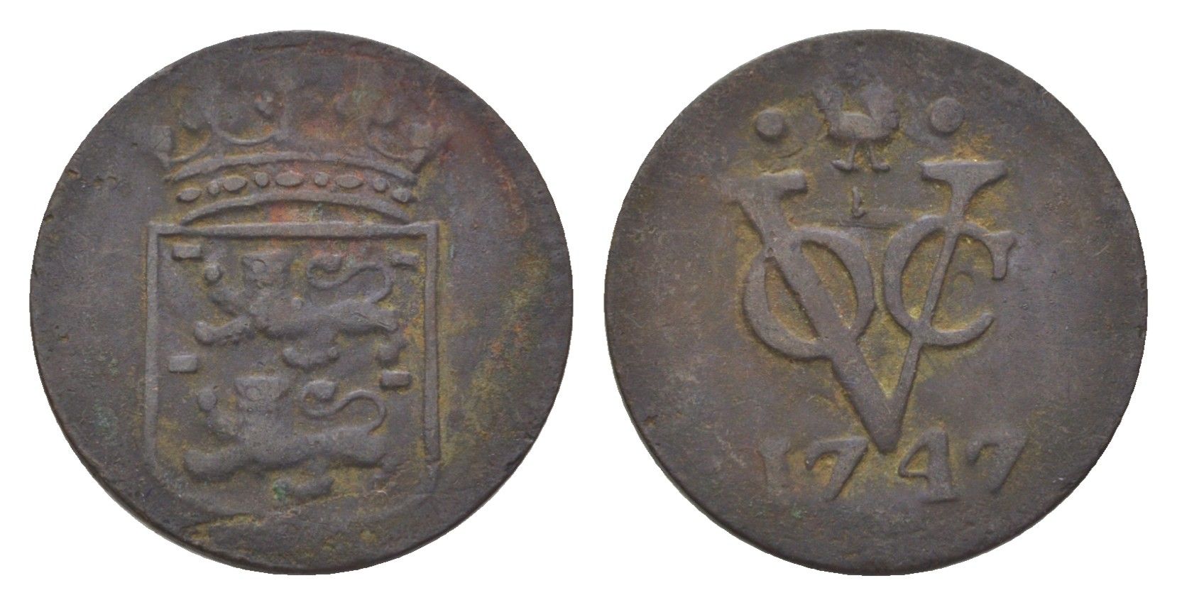 Голландская (Нидерландская) Индия 1 дуит 1747 Западная Фрисландия KM 131 медь 4623-845