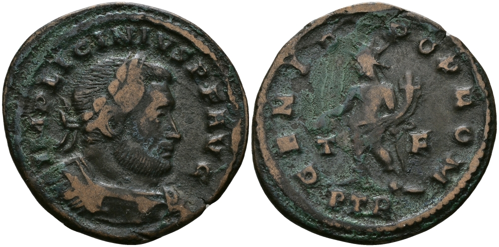 Римская Империя нуммий 310 - 313 Лициний GENIO POP ROM Августа Треверов Very fine RIC 845b бронза 1073-10-25