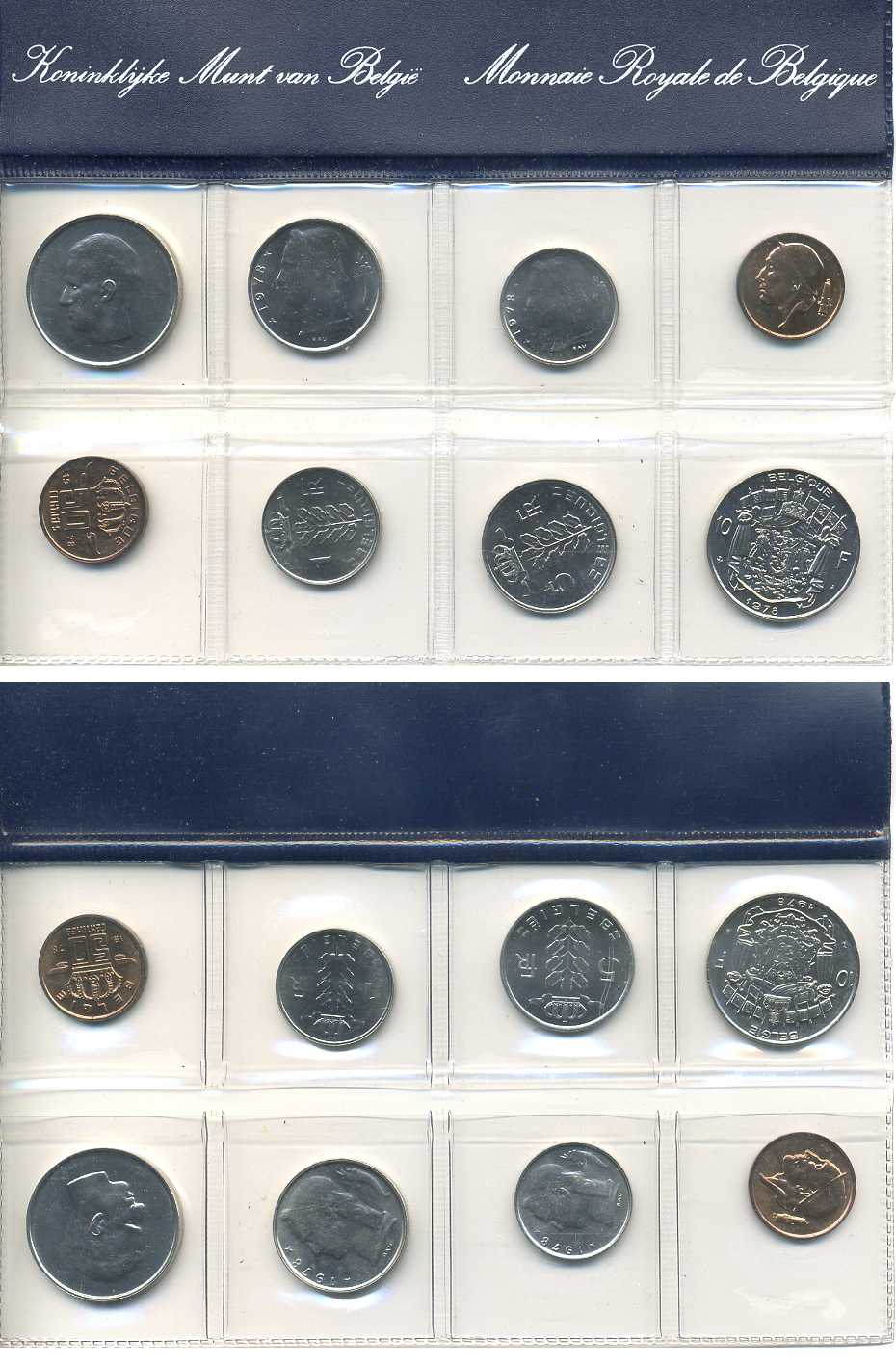 Бельгия набор из 8 монет 1978 BELGIE-BELGIQUE, в запайке KM SS 14   UNC  1-5-2-22