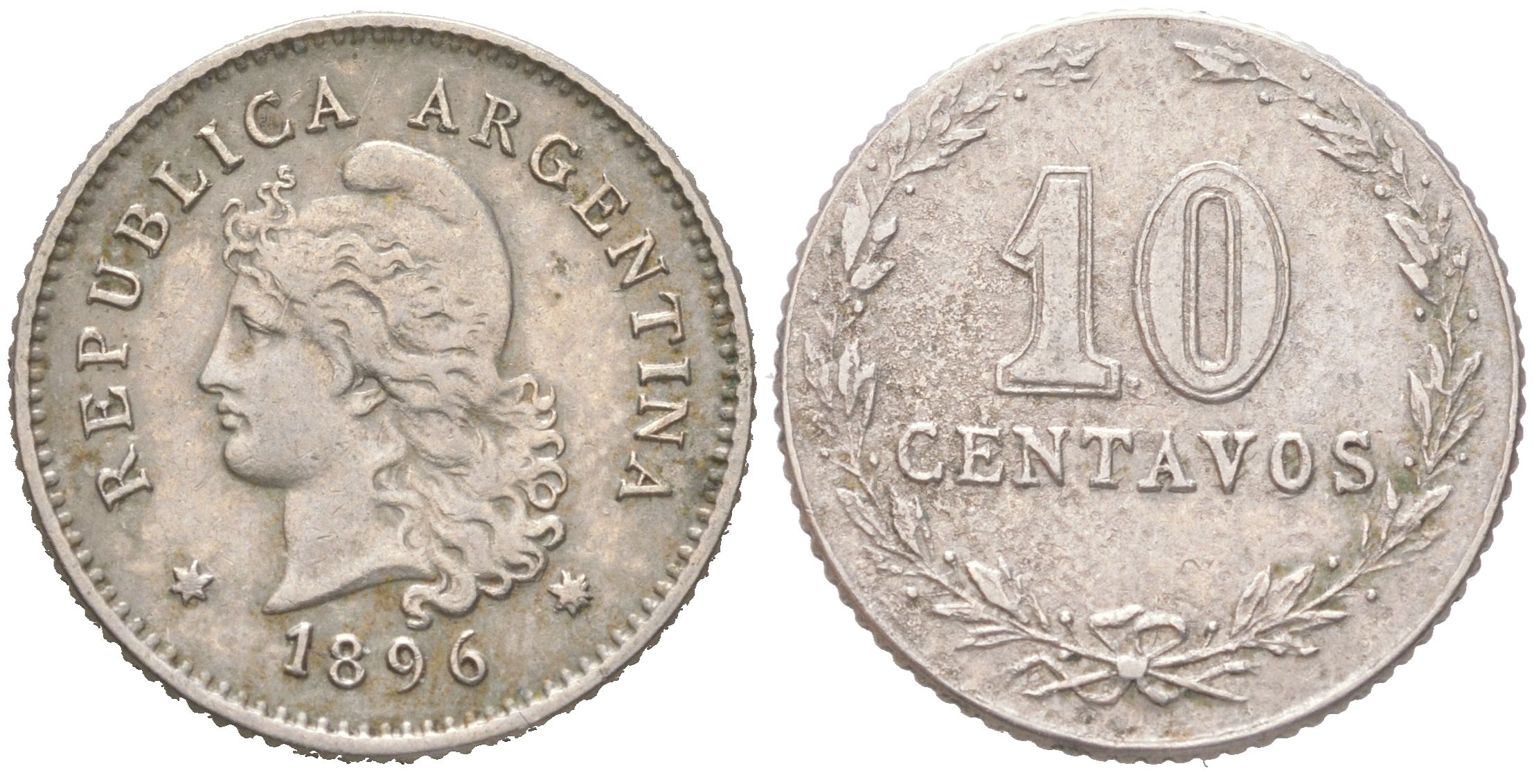 Аргентина 10 сентаво 1896 KM 35 медно-никель 4621-1043