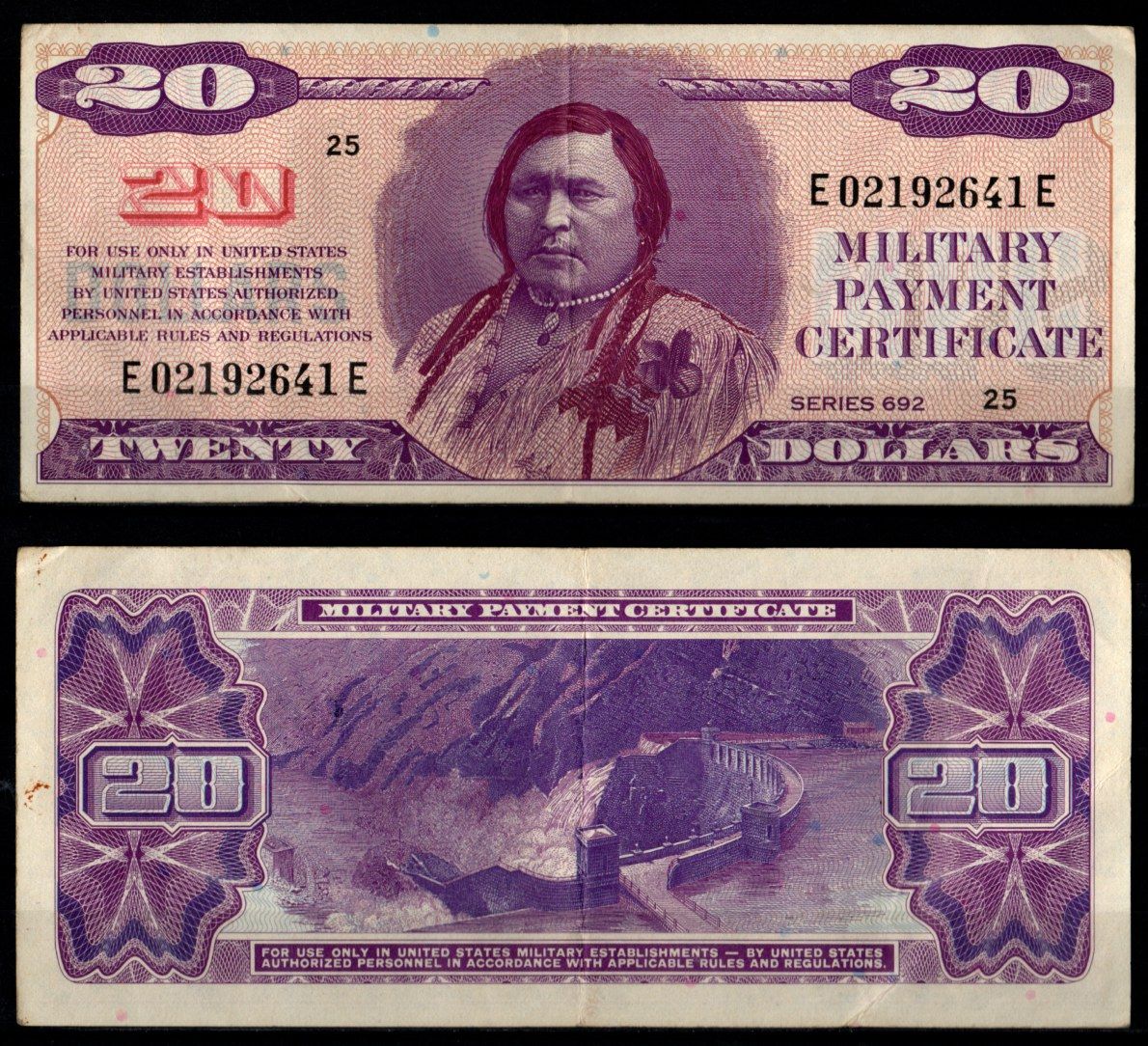 США 20 долларов ND (1970) Вождь Урай. Плотина гидроэлектростанции Pick M98 бумага 451-1279-2