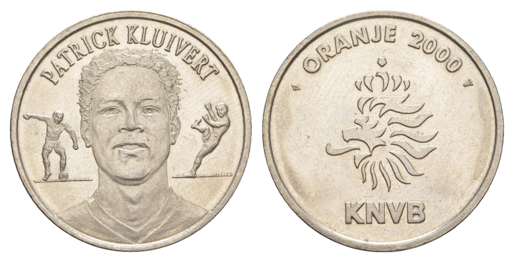 Нидерланды медаль футболисты сборной Голландии на Евро (чемпионате Европы по футболу) 2000 - Патрик Клюйверт 2000 диаметр 27 мм, вес 8,2 гр медно-никель 4175-413