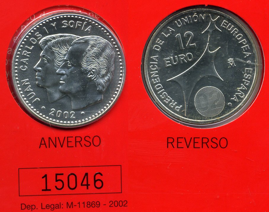 Испания 12 евро 2002 Карлос и София, Председательство Испании в Евросоюзе серебро UNC 6-5-1-22