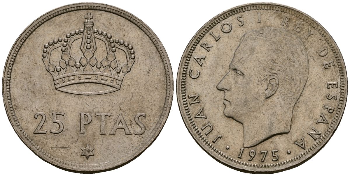 Испания 25 песет 1975 (79) Хуан Карлос I (1975-2014) KM 808 медно-никель 4165-1011