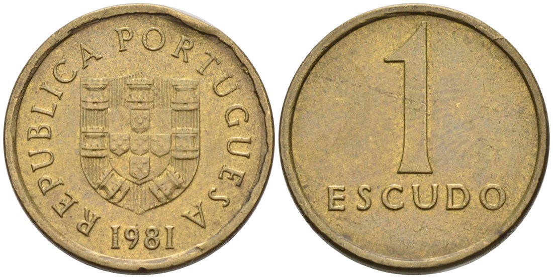 Португалия 1 эскудо 1981 KM 614 никель латунь 4567-745