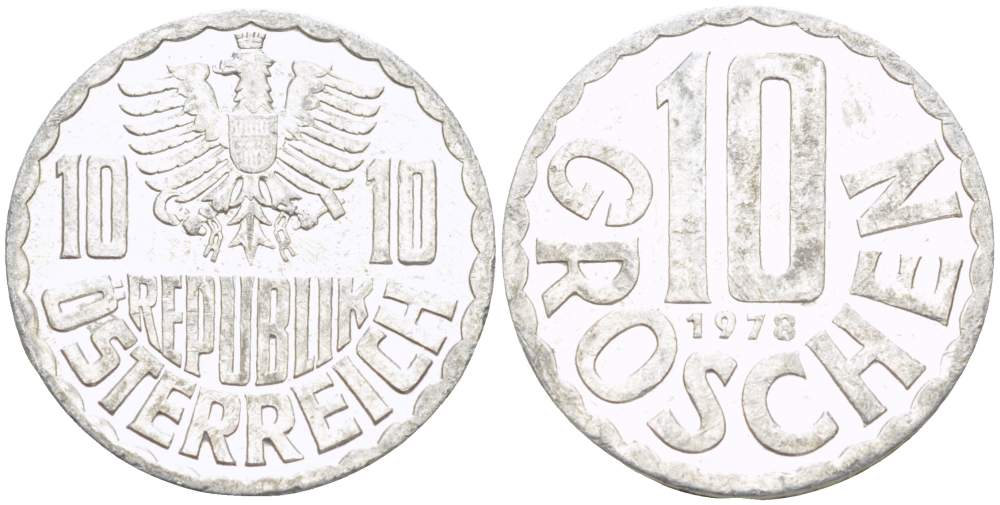 АВСТРИЯ 10 ГРОШЕЙ 1978 KM 2878 алюминий 4523-225