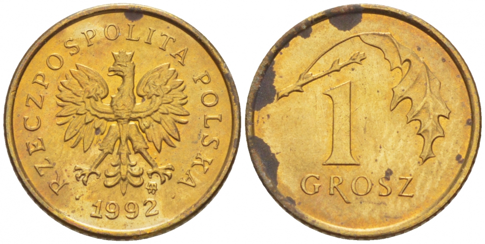 ПОЛЬША 1 ГРОШ 1992 MW KM 276 латунь 112-1144