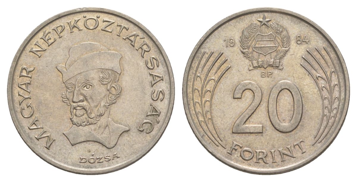 Венгрия 20 форинтов 1984 KM 630 медно-никель 4633-1023