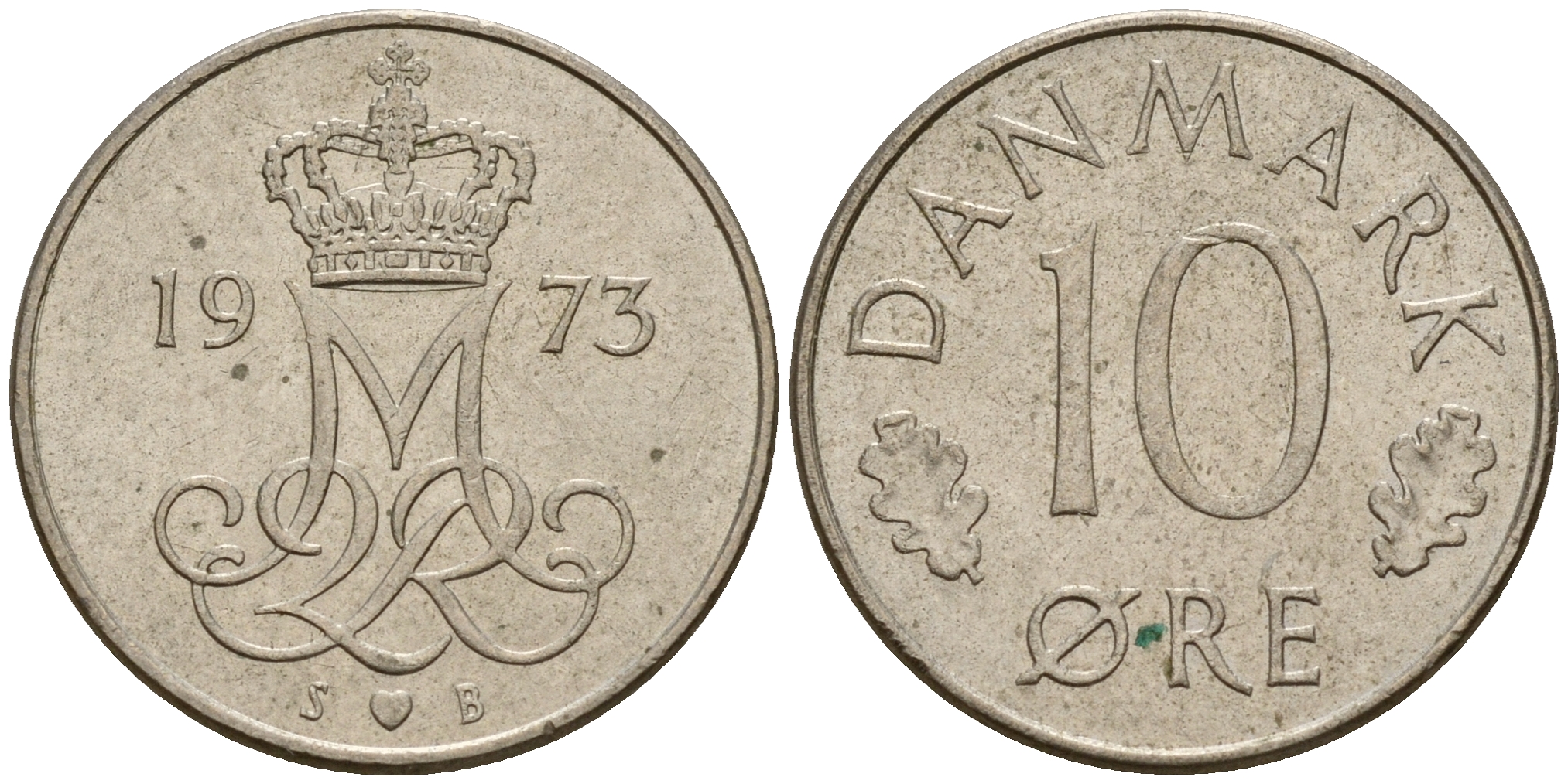 Дания 10 эре 1973 S; B, Маргрете II (1972-) KM 860.1 медно-никель    4602-715