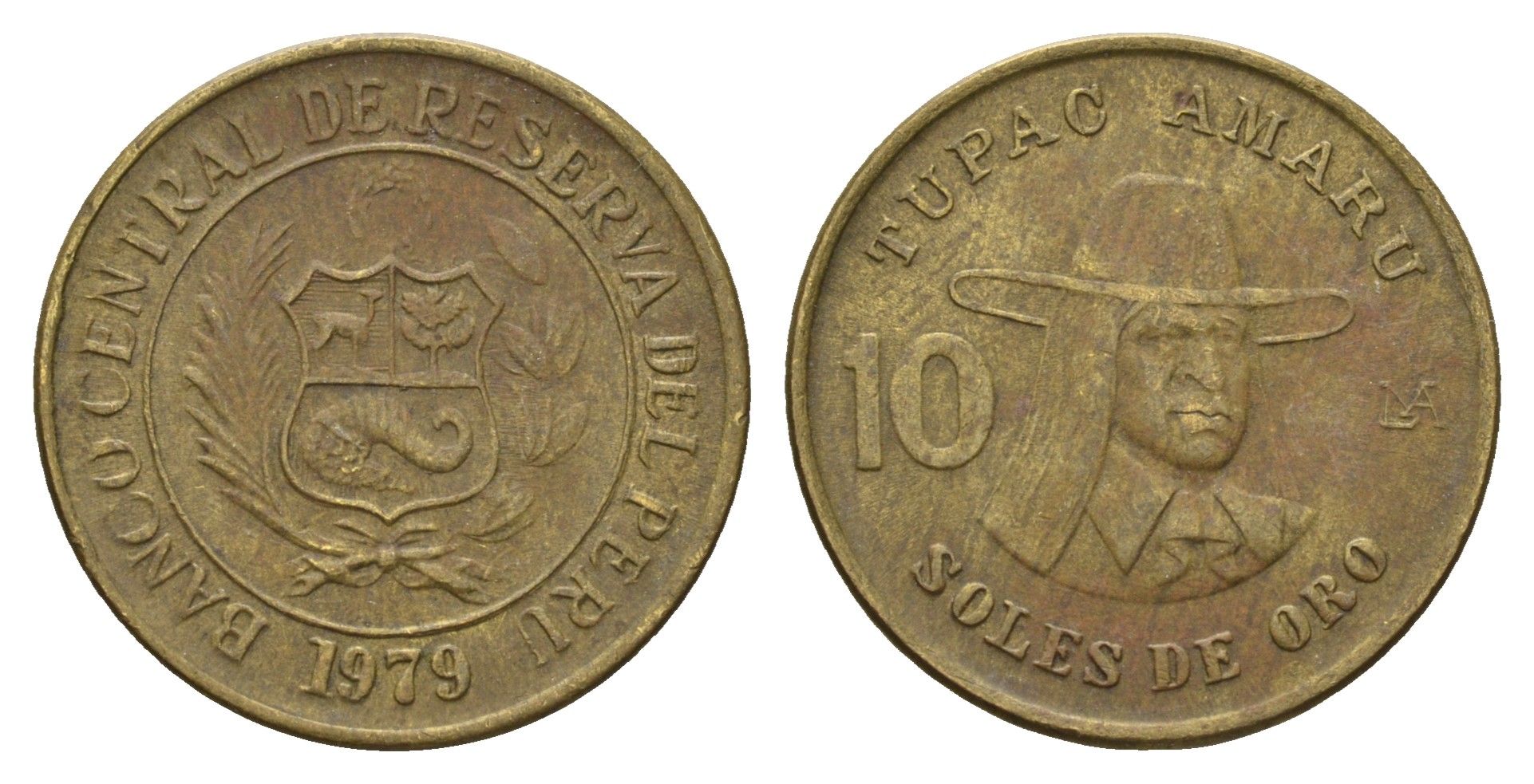 Перу 10 солей 1979 KM 272 латунь 4141-724