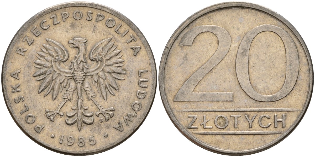 Польша 20 злотых 1985 MW Y 153.1 медно-никель 4187-637
