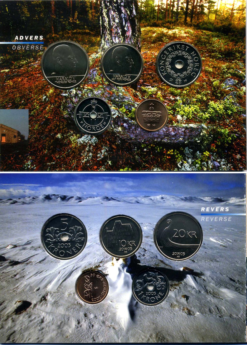 Норвегия набор из 5 монет 2003 запайка, картонный буклет KM MS 63 UNC 4-4-1-20